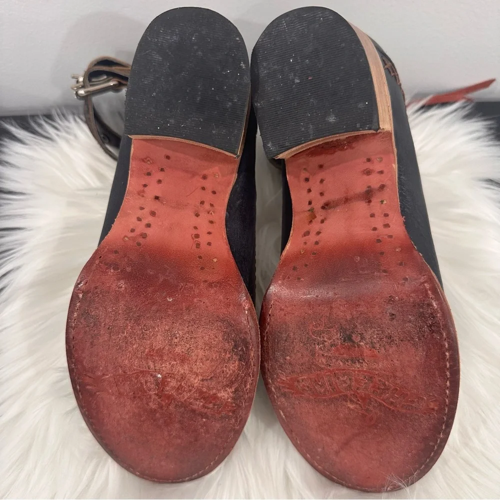 FREEBIRD 🦅 CANDELLA Navy Multi Leather Buckle Shoes Size 7 - Picture 8 of 12